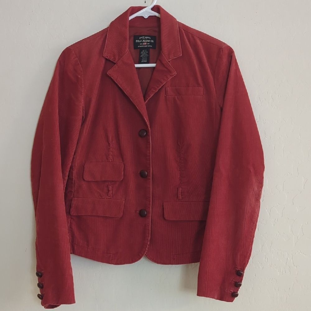 Ralph Lauren Red Orange Corduroy Jacket - Size S